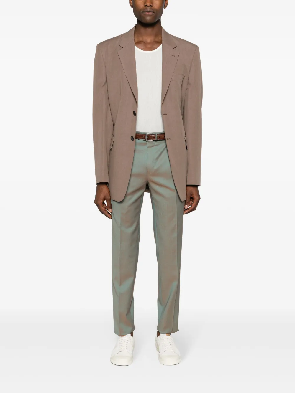 Incotex tapered virgin wool trousers - Groen
