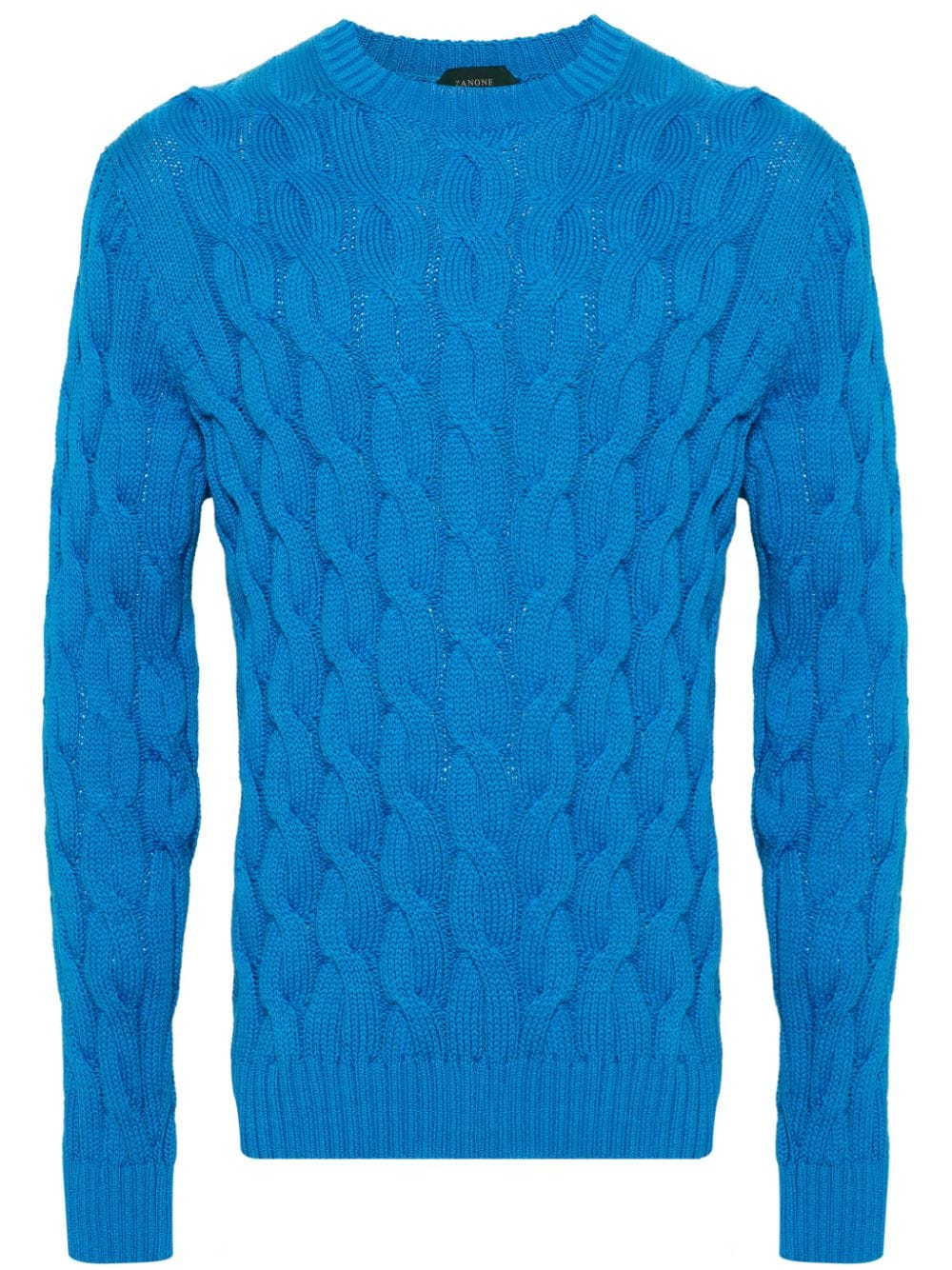 Zanone Cable-knit Cotton Jumper In Blue