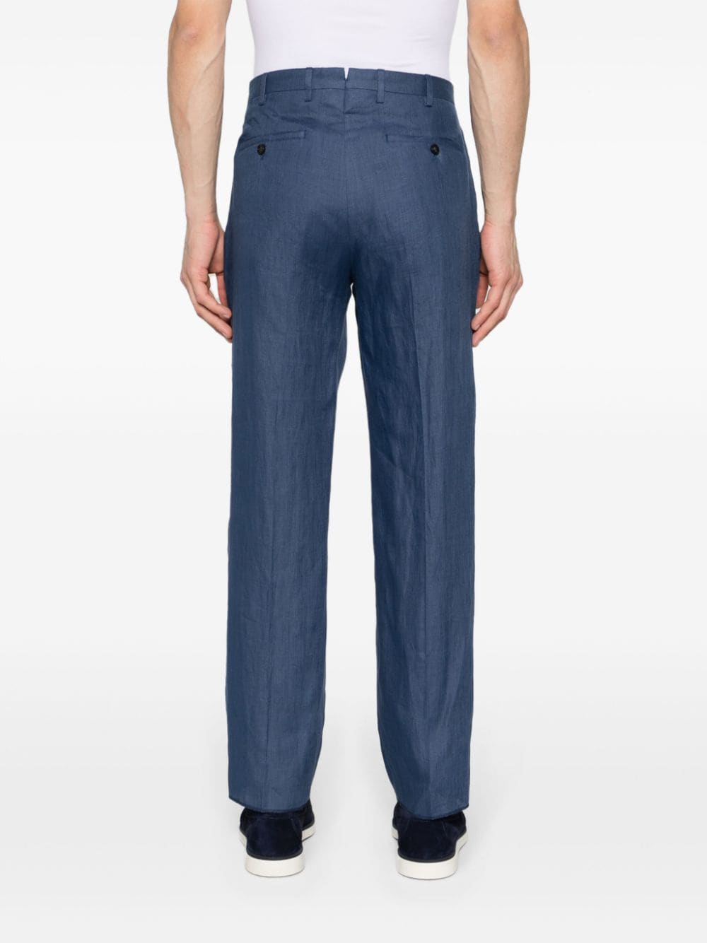 Shop Incotex Mid-rise Tapered Trousers In Blue