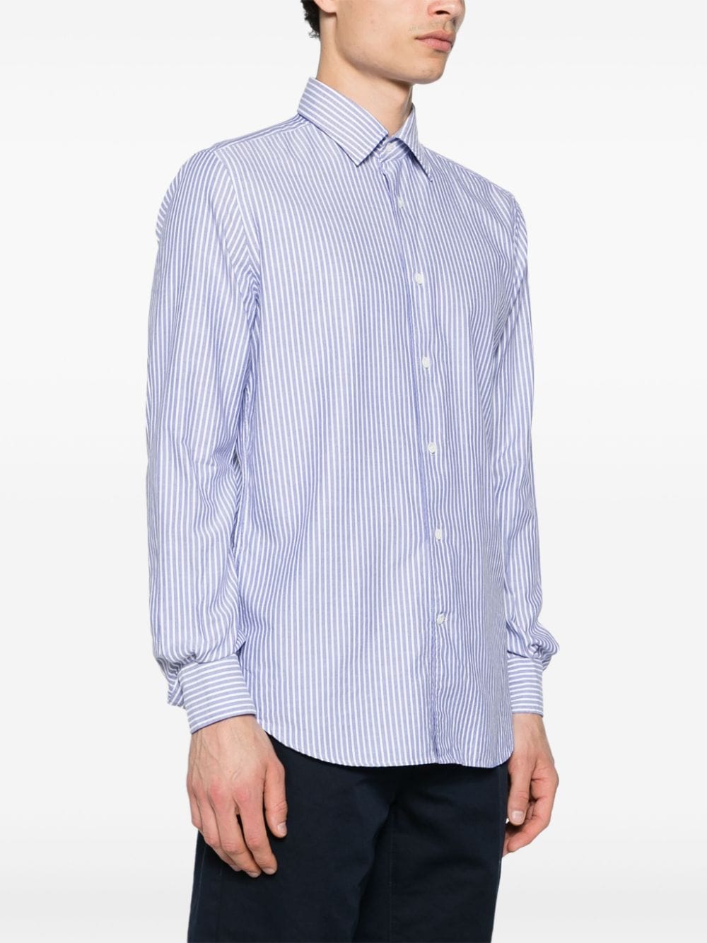 Shop Glanshirt Striped Cotton Shirt In Blue