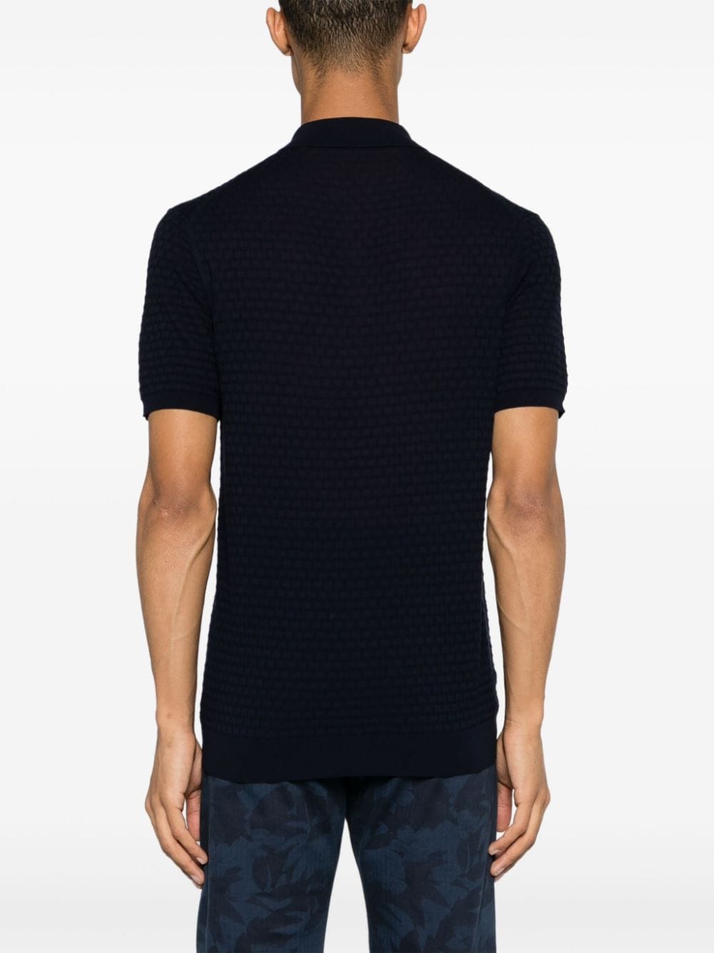 Shop Zanone 3d-knit Cotton Polo Shirt In Blue
