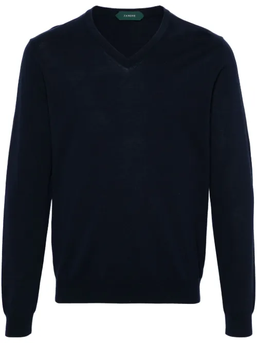 Pull en coton à col v - Zanone - Modalova