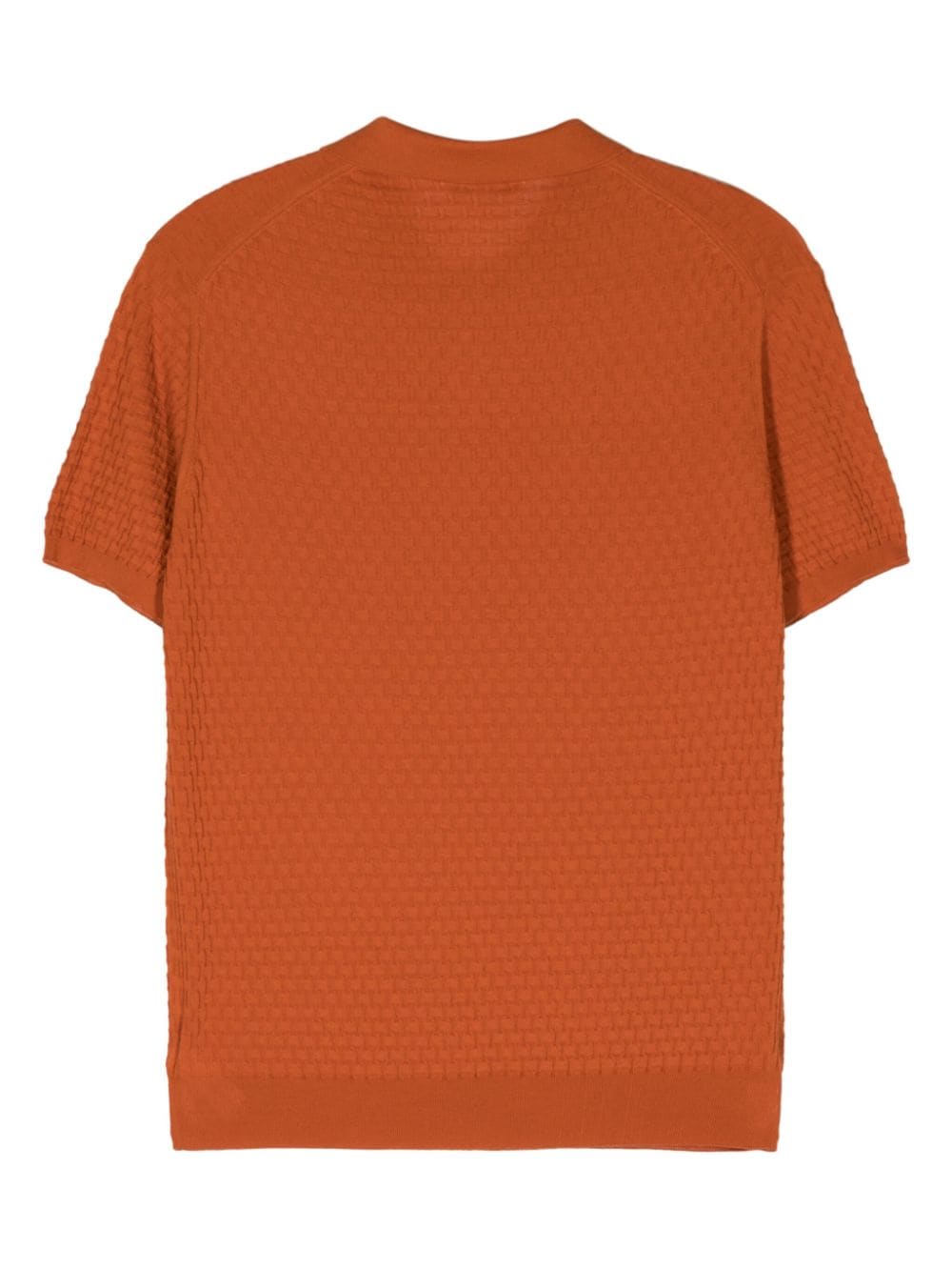 Shop Zanone Textured Cotton Polo Shirt In Orange