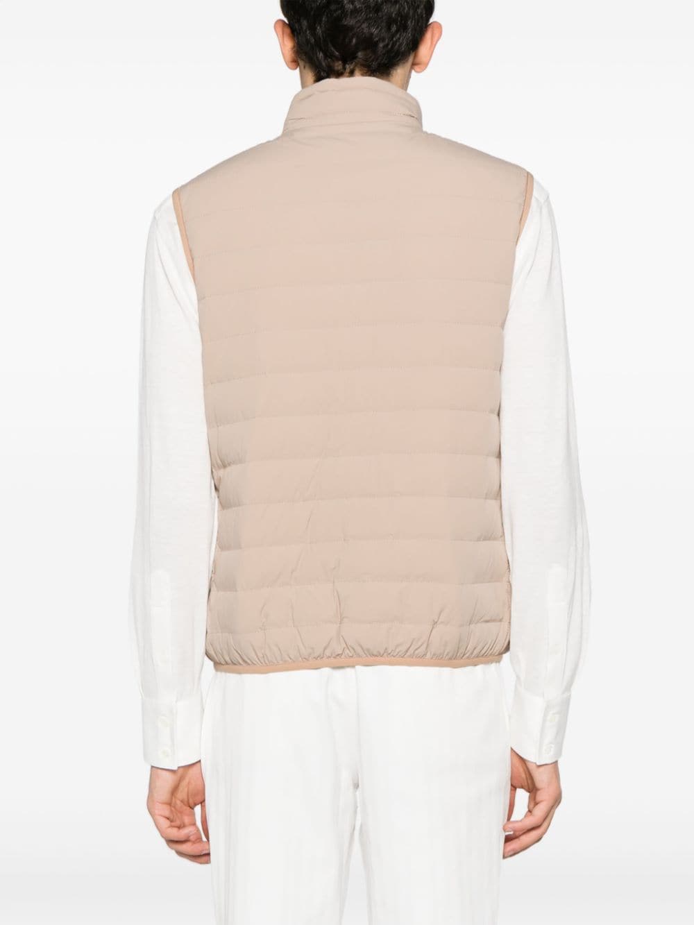 Shop Brunello Cucinelli Goose-down Padded Gilet In Nude