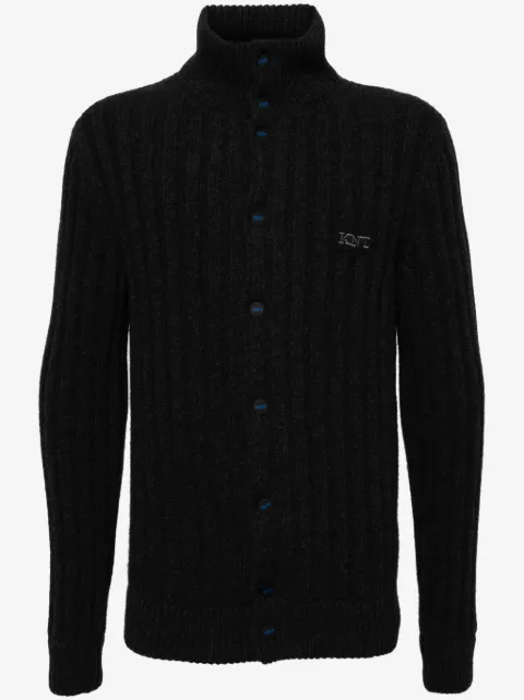 Kiton logo-embroidered wool cardigan