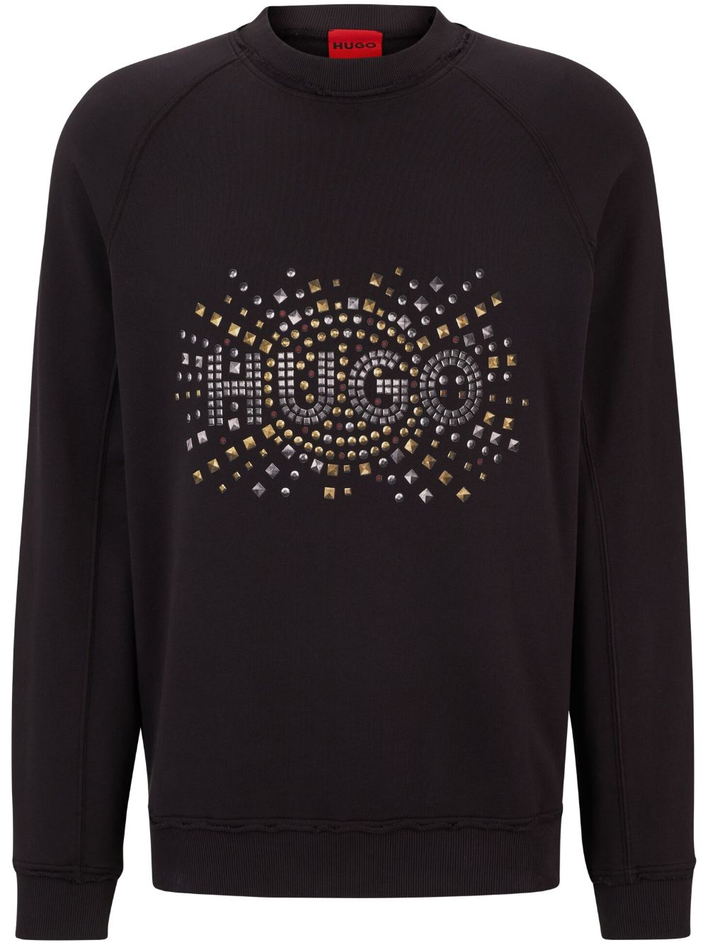 Hugo Logo-studded Cotton Sweatshirt In 褐色