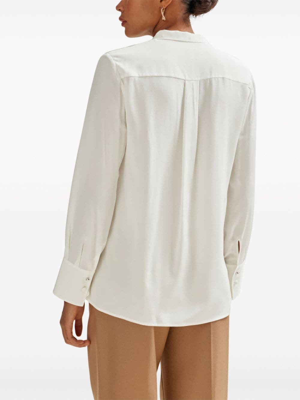 Shop Hugo Boss Scarf-collar Silk Blouse In White