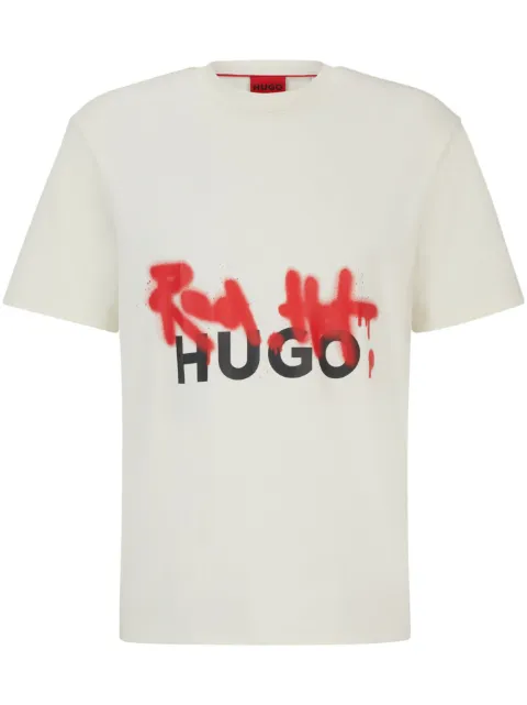 HUGO Camiseta com estampa de logo graffiti