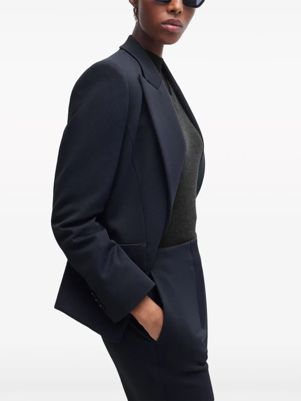 Hugo Boss Single-breasted Off-centre Blazer In Blue