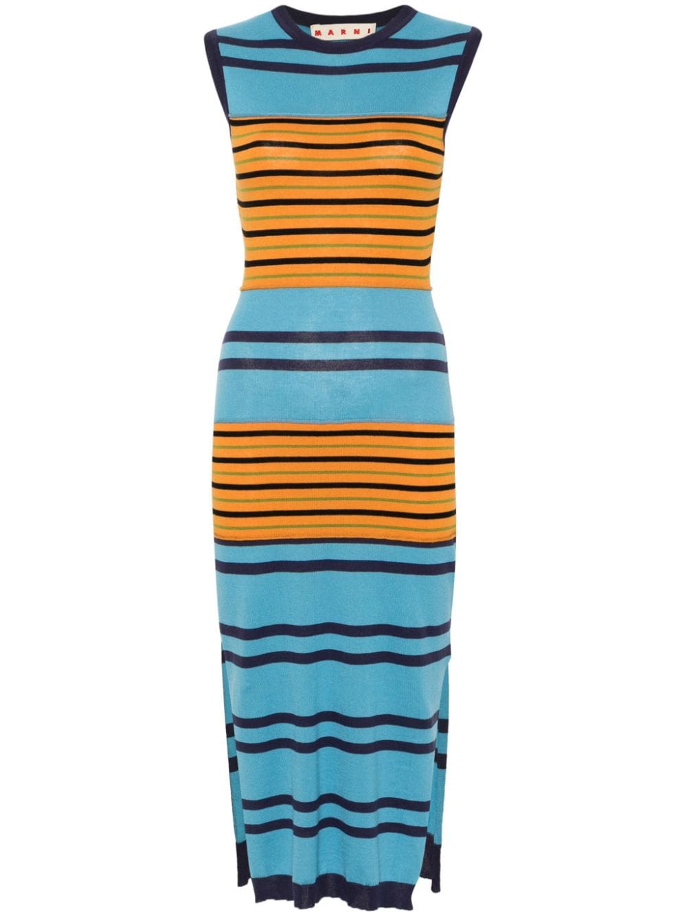 Marni Colour-block Knit Dress In Blue