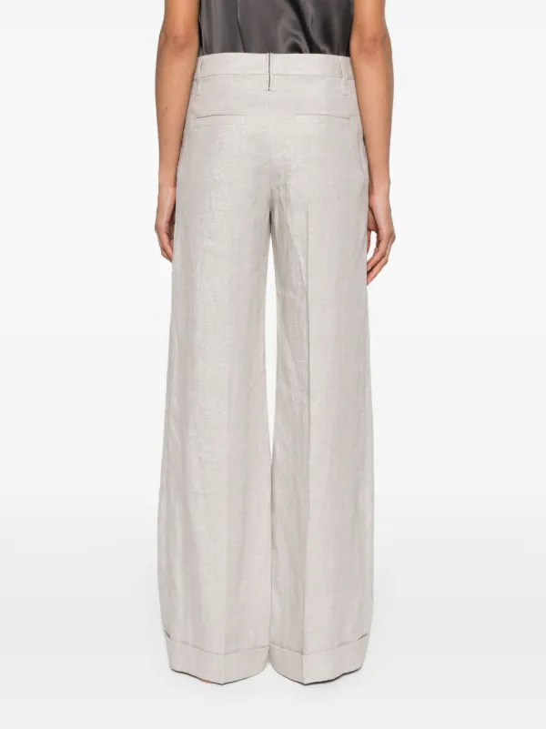【関税&送料込】Brunello Cucinelli Trousers With Lurex Effec Brunello Cucinelli Lurex wide-leg Trousers | Grey | FARFETCH