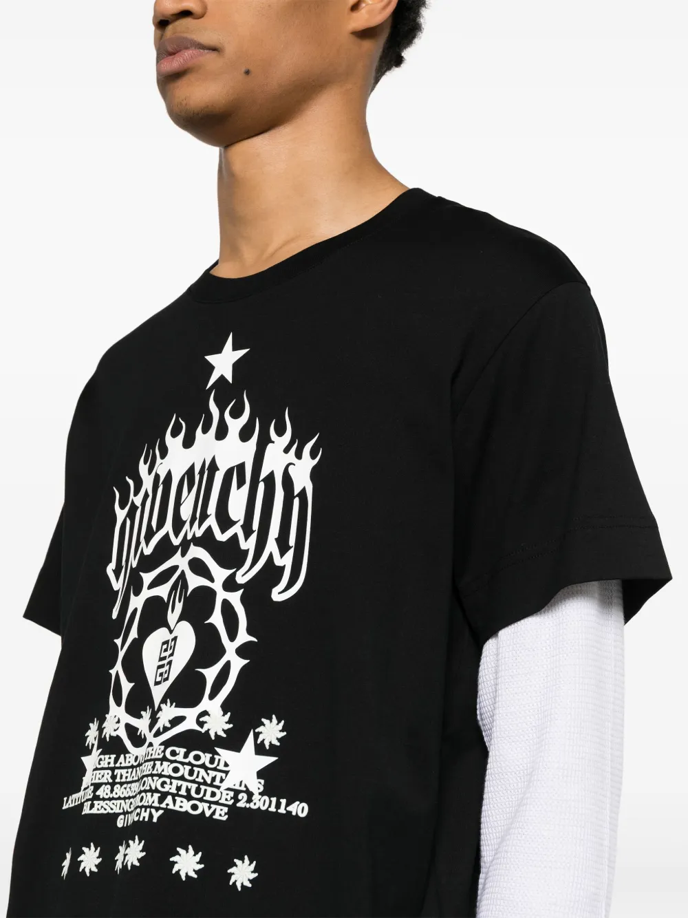 Givenchy T-shirt met gelaagde mouwen Zwart