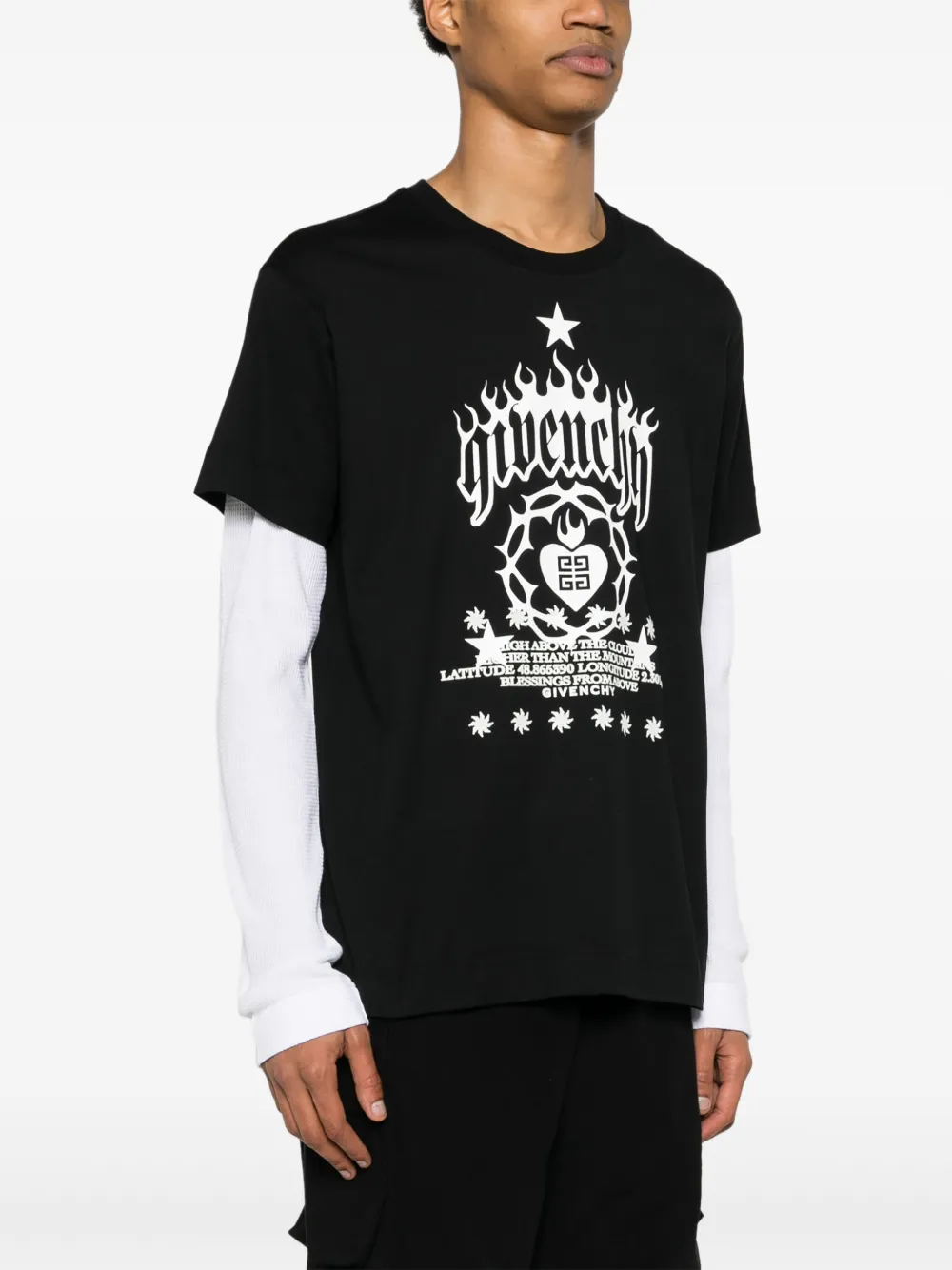 Givenchy T-shirt met gelaagde mouwen Zwart
