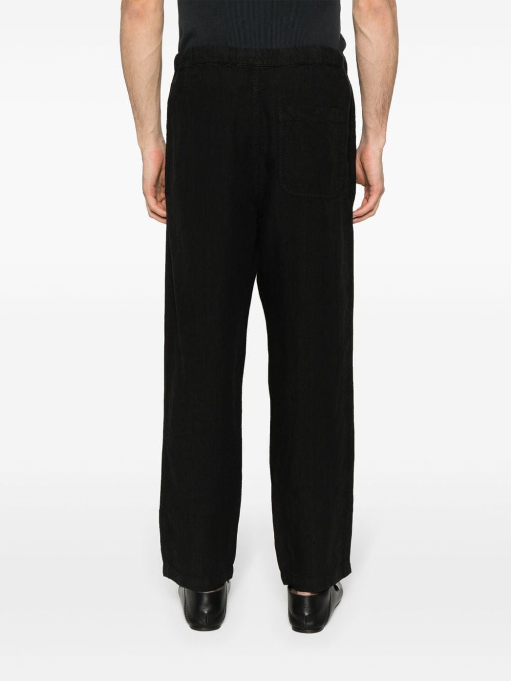 Shop 120% Lino Straight-leg Linen Trousers In Black