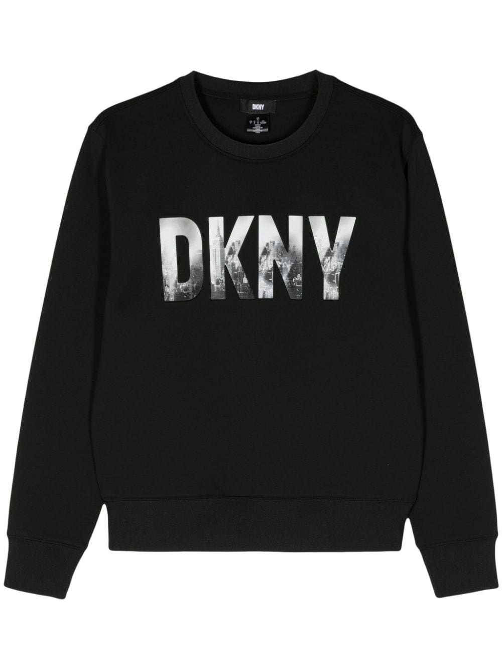Dkny Skyline-logo Print Cotton-blend Sweatshirt In 黑色