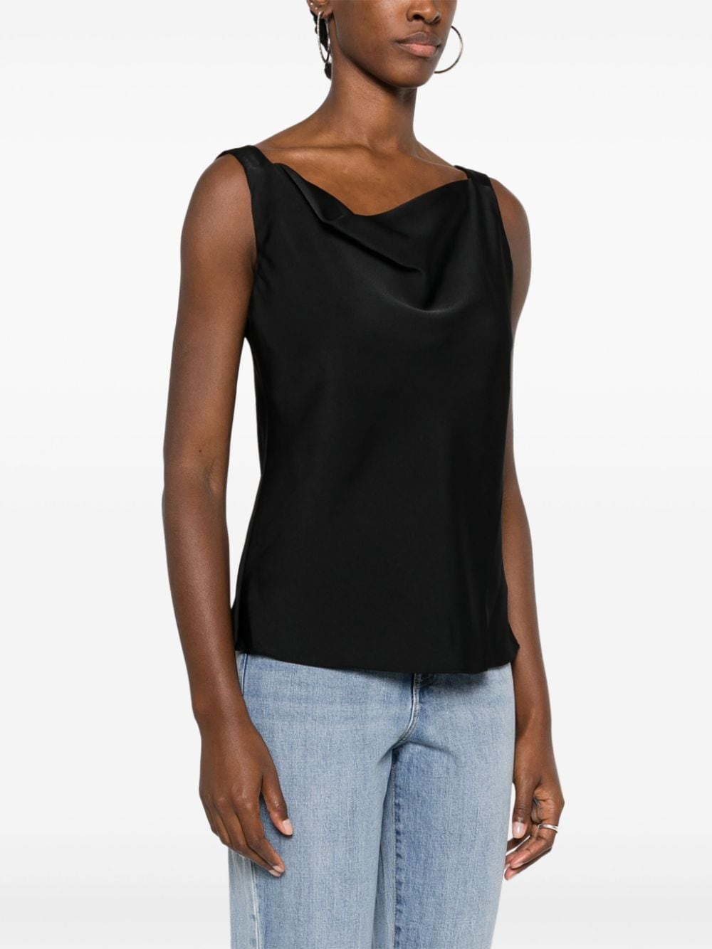 Shop Dkny Cowl-neck Top In Black