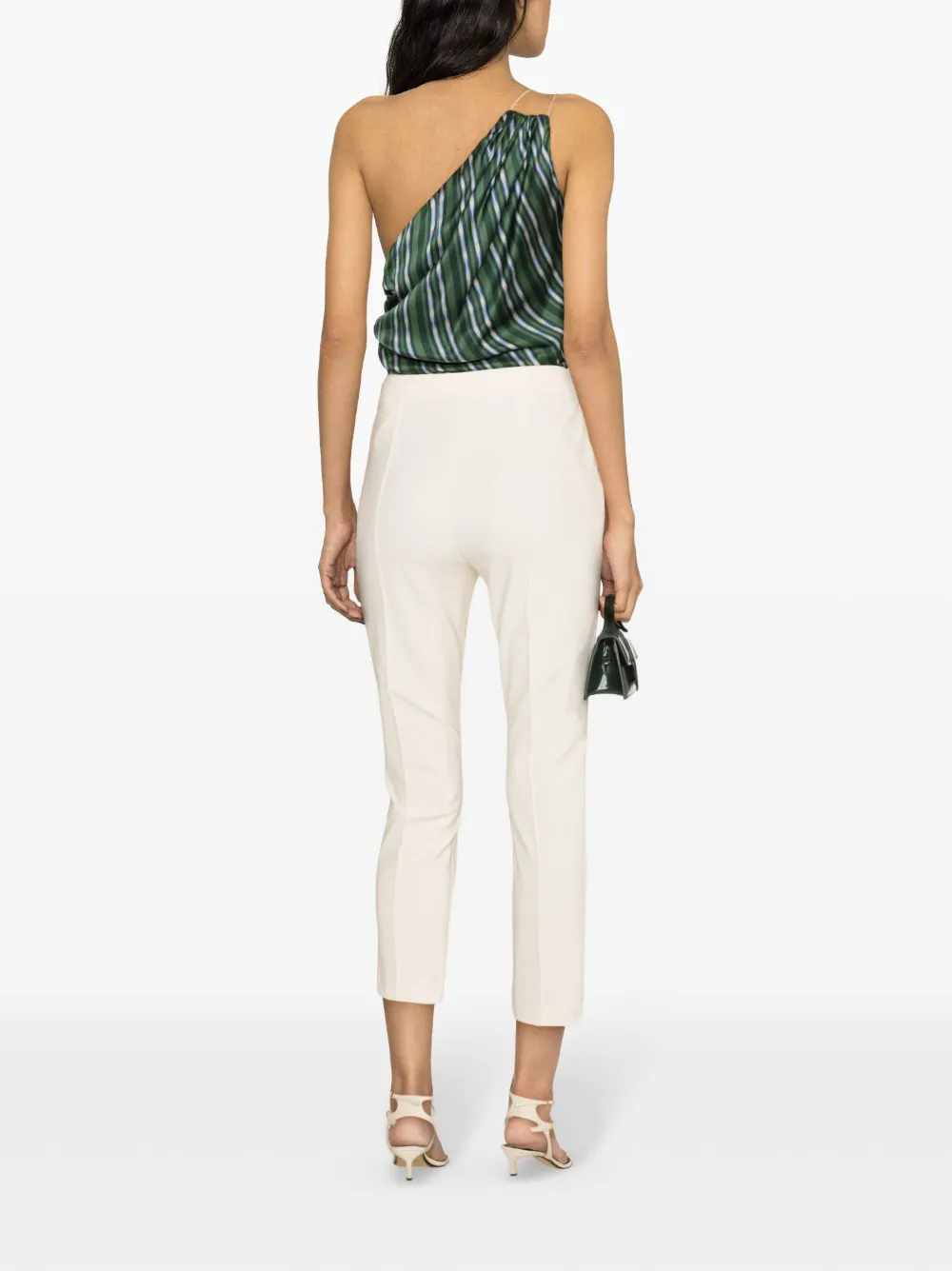 Shop Elisabetta Franchi Logo-plaque Tapered Trousers In Neutrals