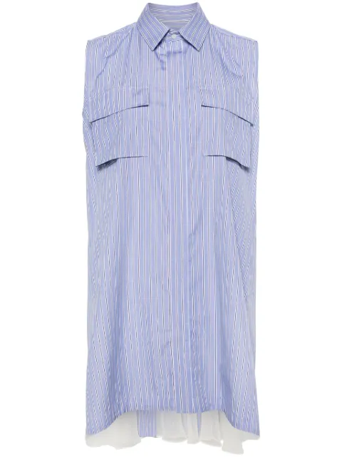 sacai striped sleeveless shirtdress