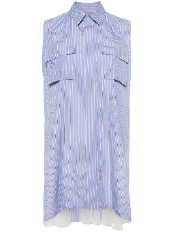 sacai STRIPE SEETHROUGH SHIRT ワンピース - メルカリ