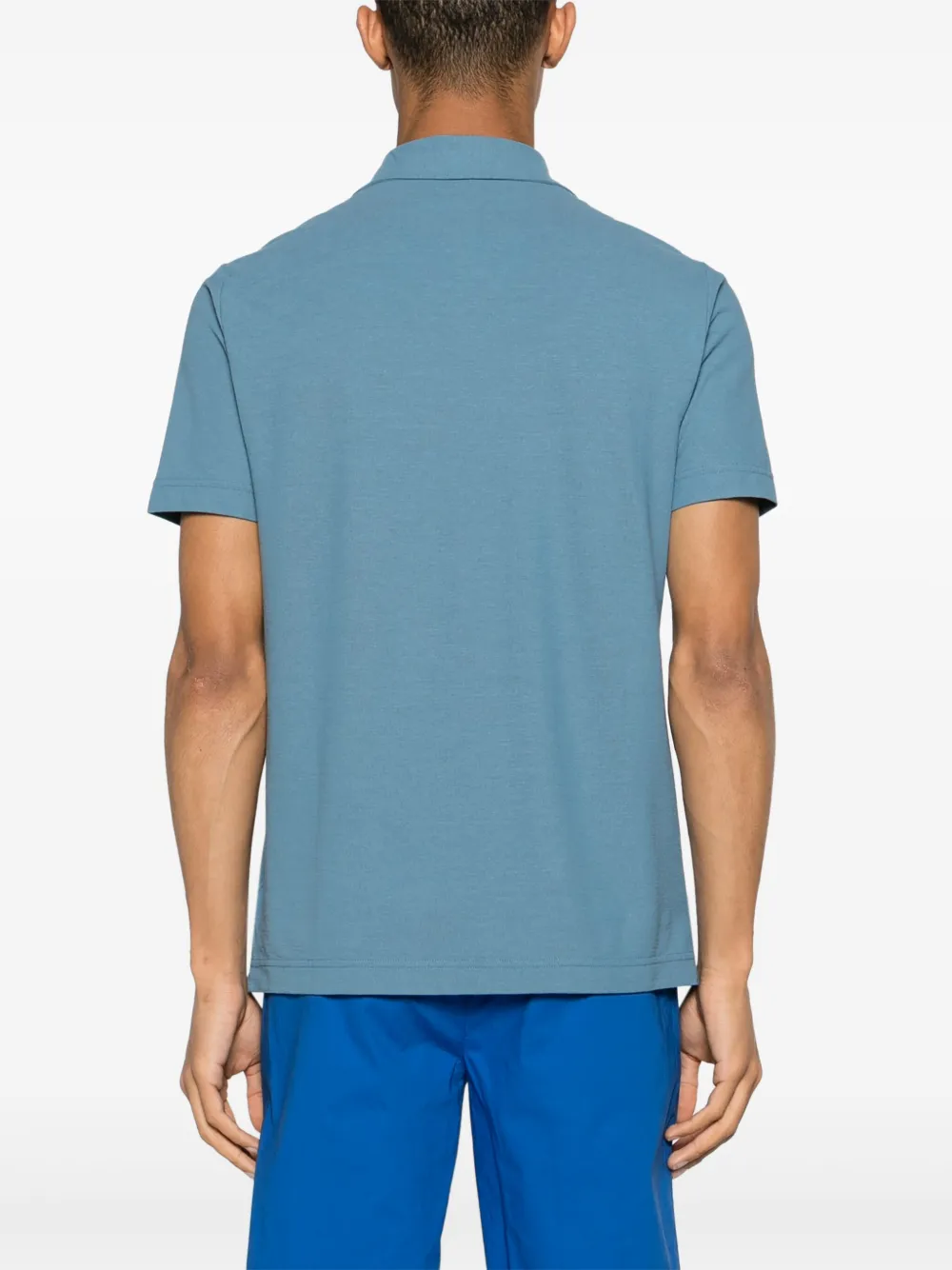 Shop Zanone Fine-knit Cotton Polo Shirt In Blue