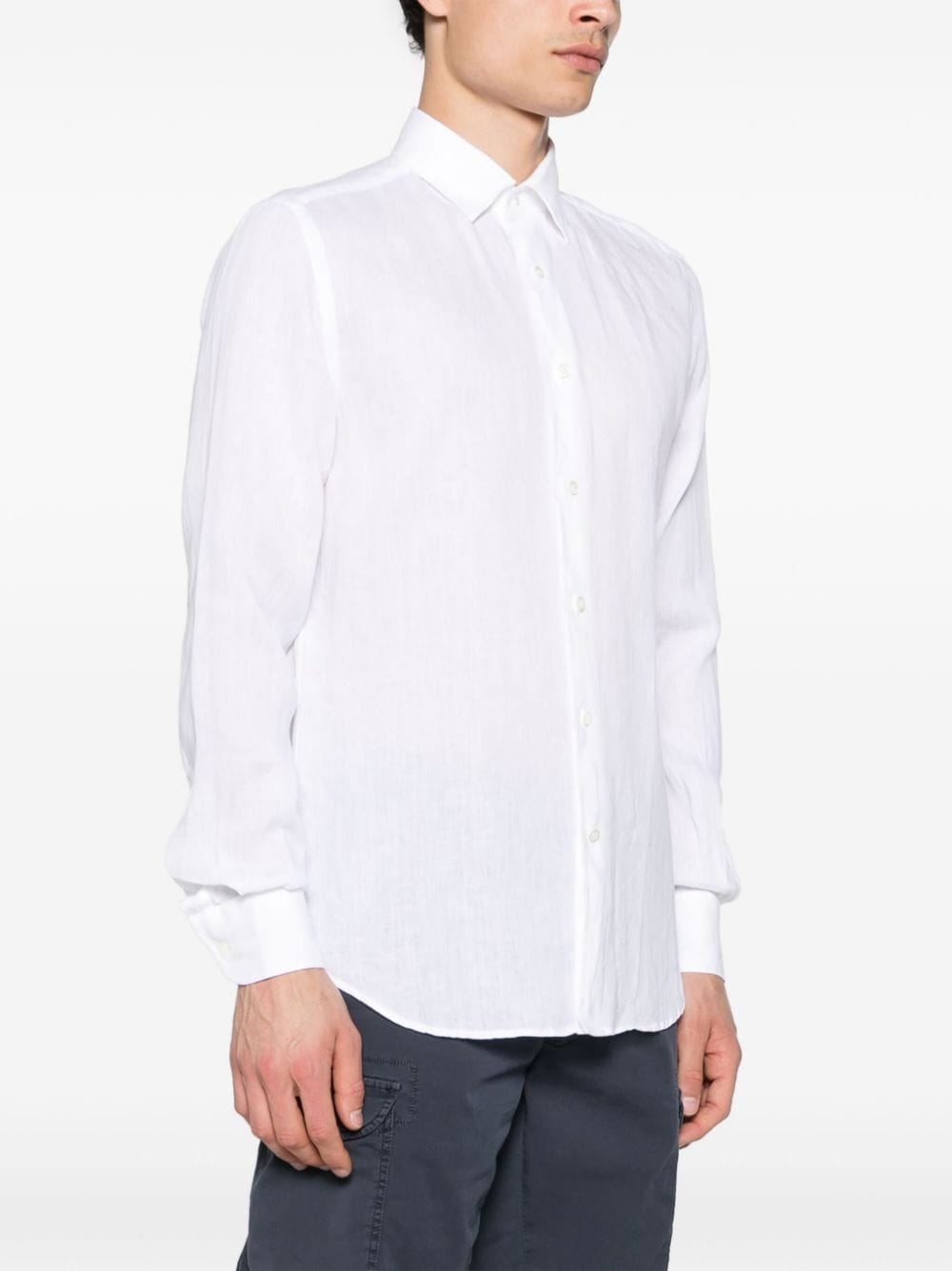 Shop Glanshirt Long-sleeve Linen Shirt In White