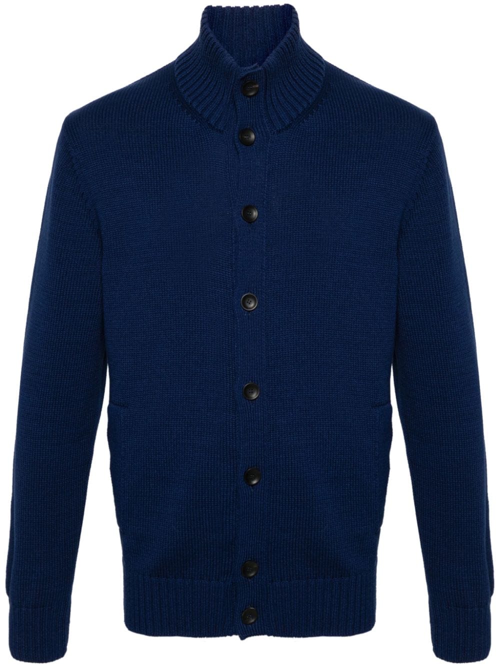 Zanone Ribbed-knit Cotton Cardigan In Blue