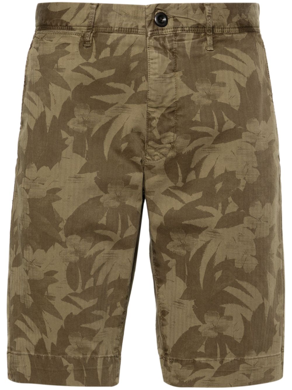 Incotex Floral-print Twill Bermuda Shorts In Green