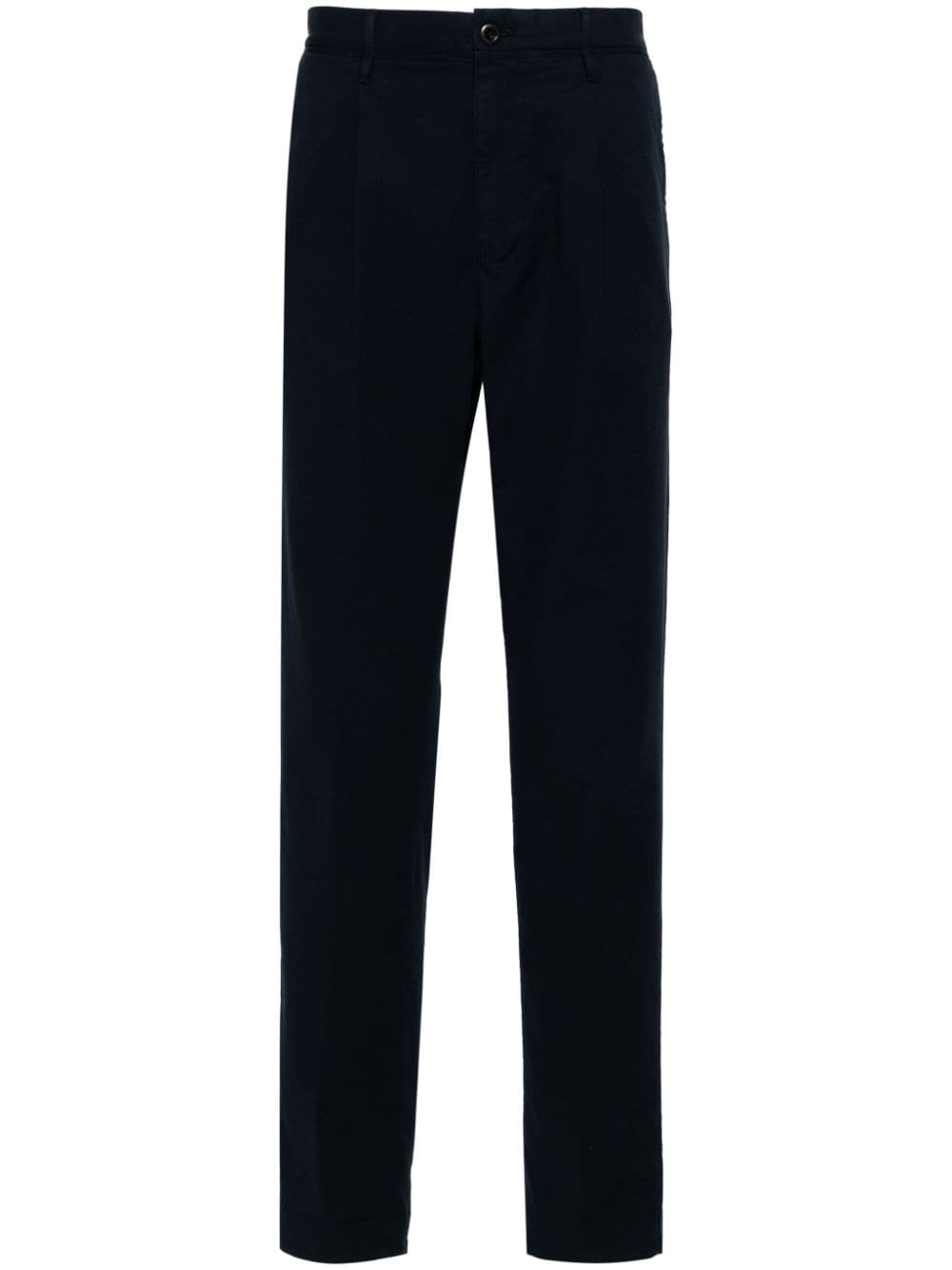 Shop Incotex Mid-rise Stretch-cotton Tapered Trousers In Blue