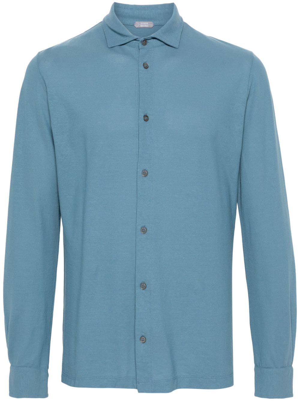 Zanone Spread-collar Cotton Shirt In Blue