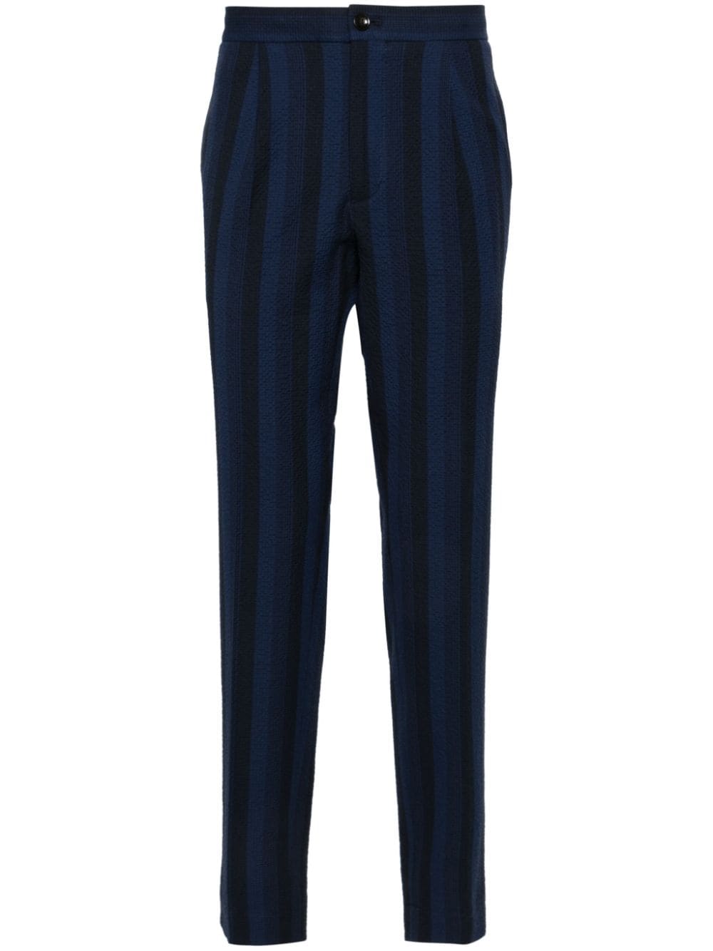 Incotex Striped Mid-rise Tapered Trousers In Black