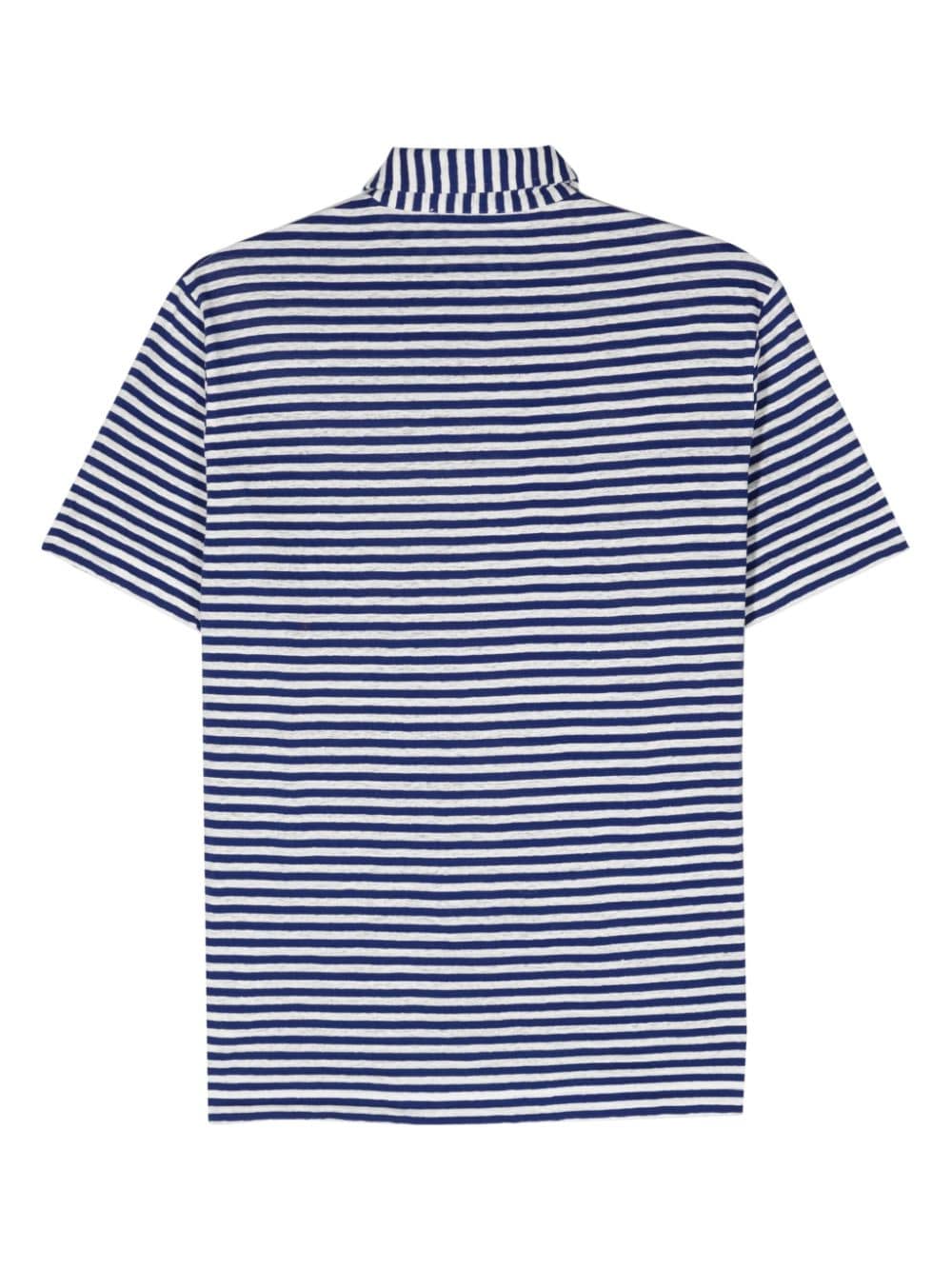 Zanone striped linen-blend polo shirt - Blauw