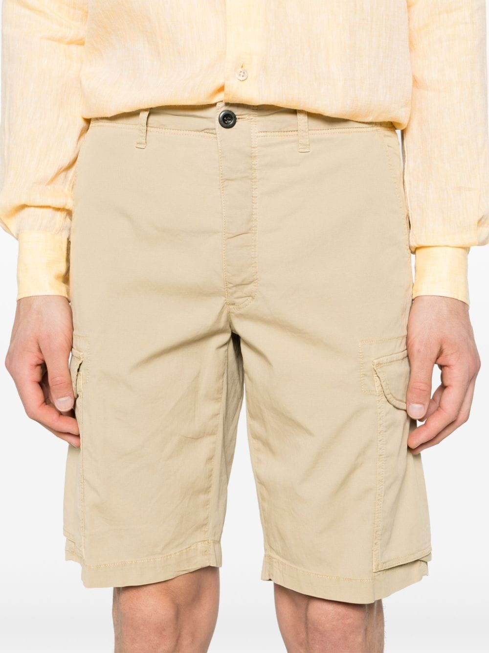 Shop Incotex Textured Cotton Cargo Shorts In Neutrals