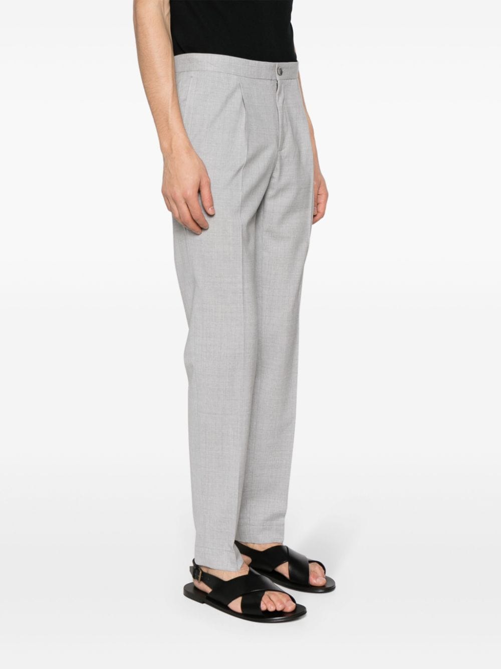 Shop Incotex Pleated Virgin Wool Tailored Trousers In Grey