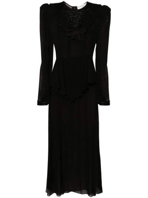 Alessandra Rich lace-jabot silk maxi dress