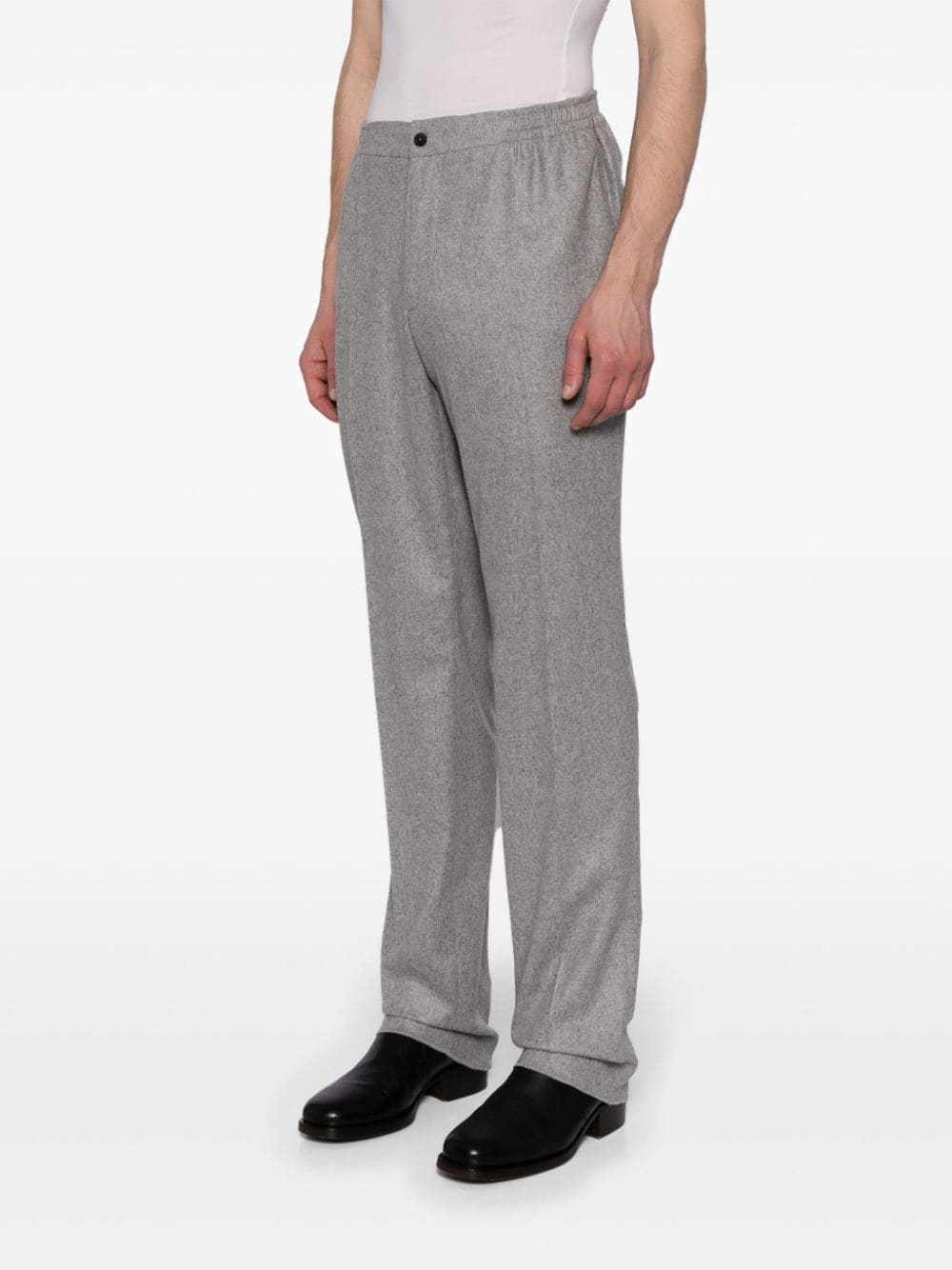 Shop Kiton Straight-leg Cashmere Trousers In 灰色