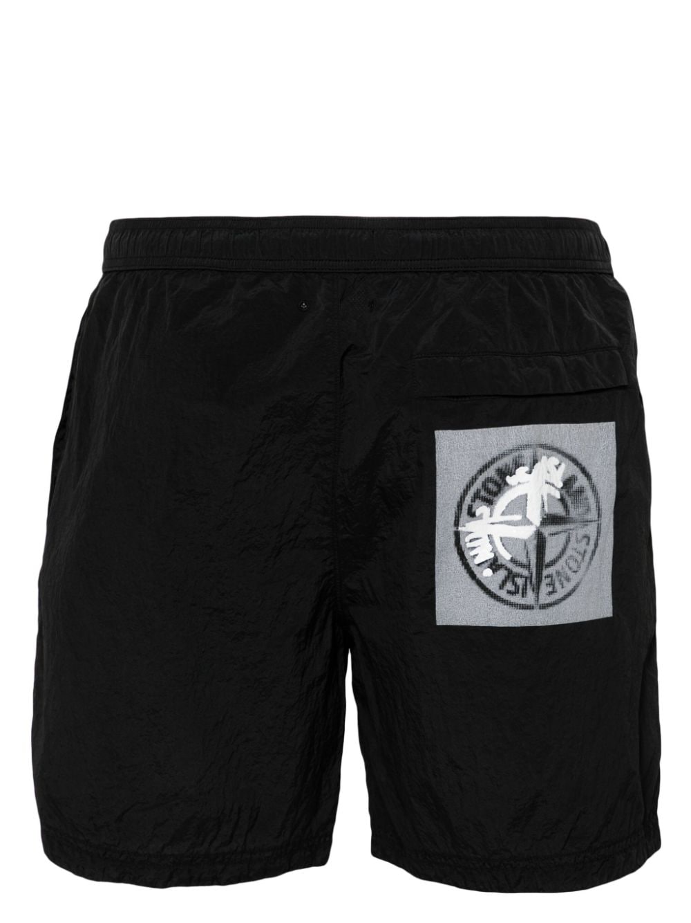 Shop Stone Island Compass-print Swim Shorts In Black