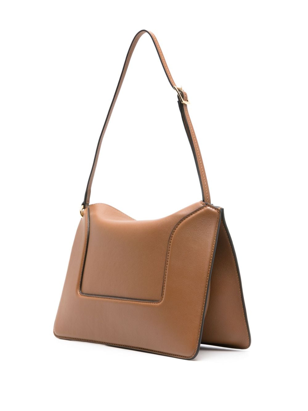 Shop Wandler Penelope Leather Shoulder Bag In Braun