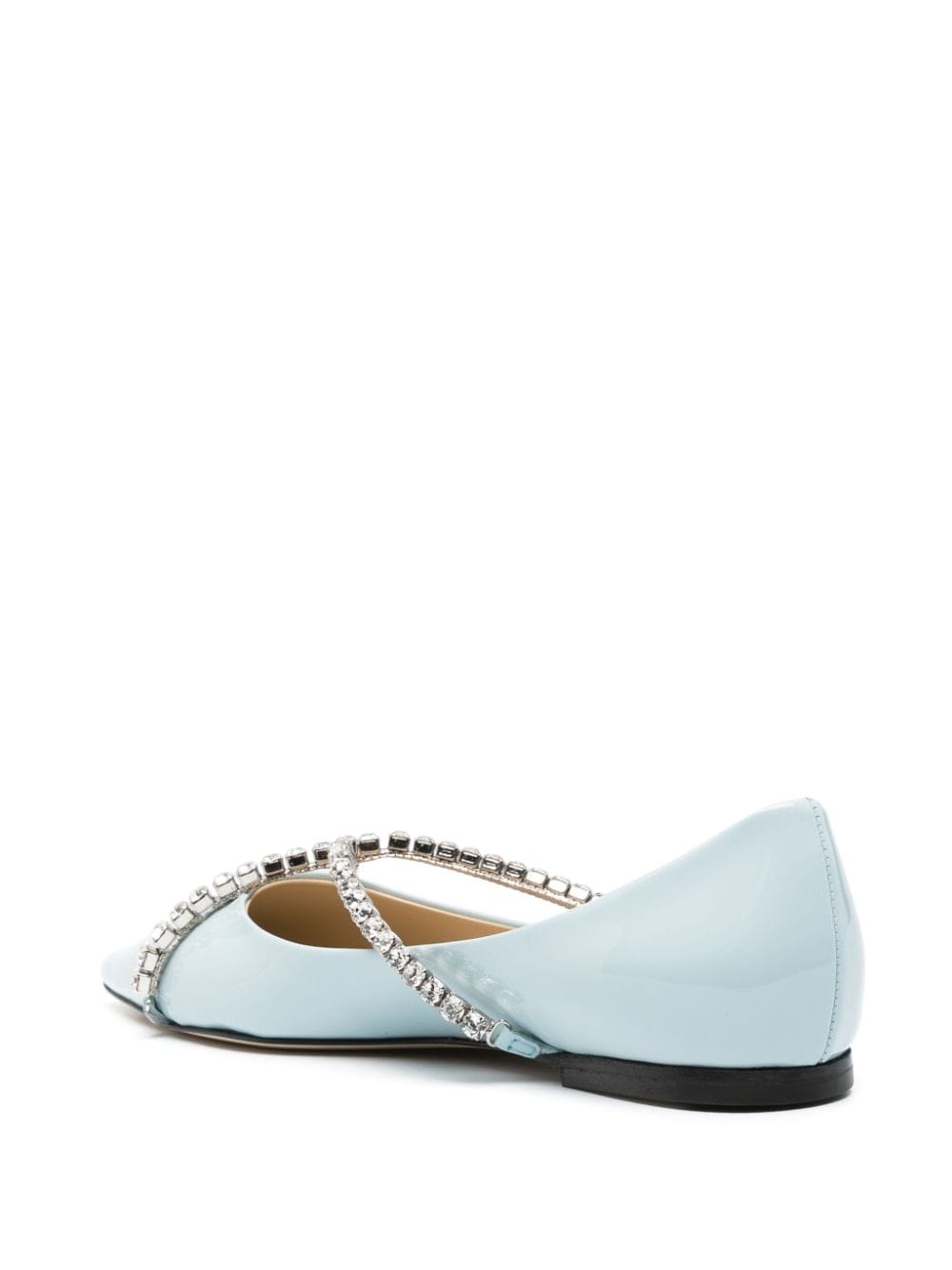 Shop Jimmy Choo Genevi Embellished Ballet Pumps In Blue