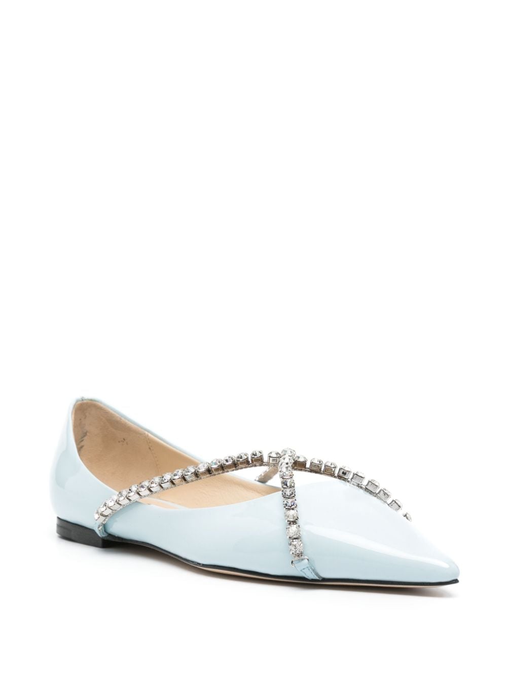 Shop Jimmy Choo Genevi Embellished Ballet Pumps In Blue