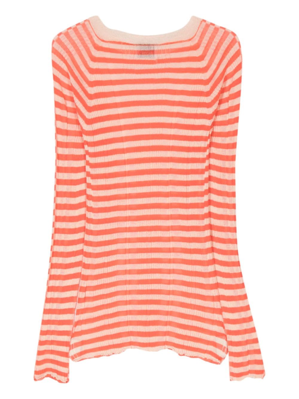 Shop Alysi Striped Ribbed-knit Top In Orange
