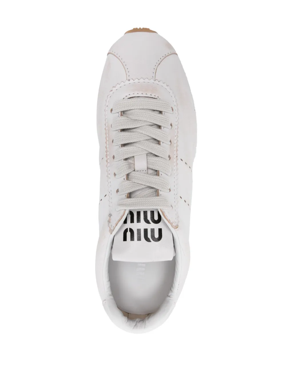 Miu bleached leather sneakers White