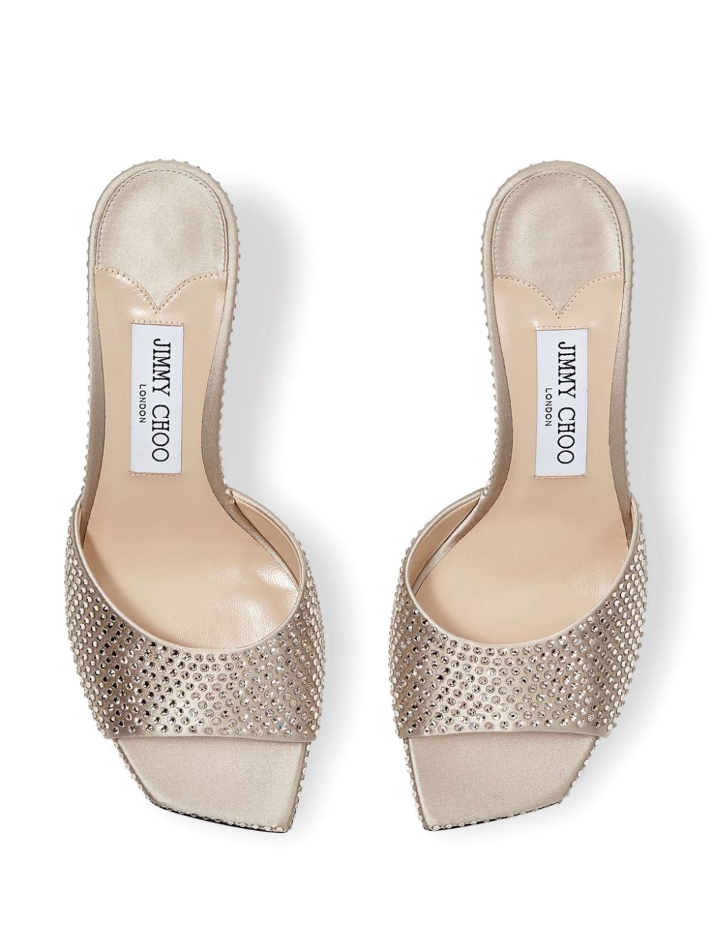 Shop Jimmy Choo Val 70mm Crystal-embellished Mules In Neutrals