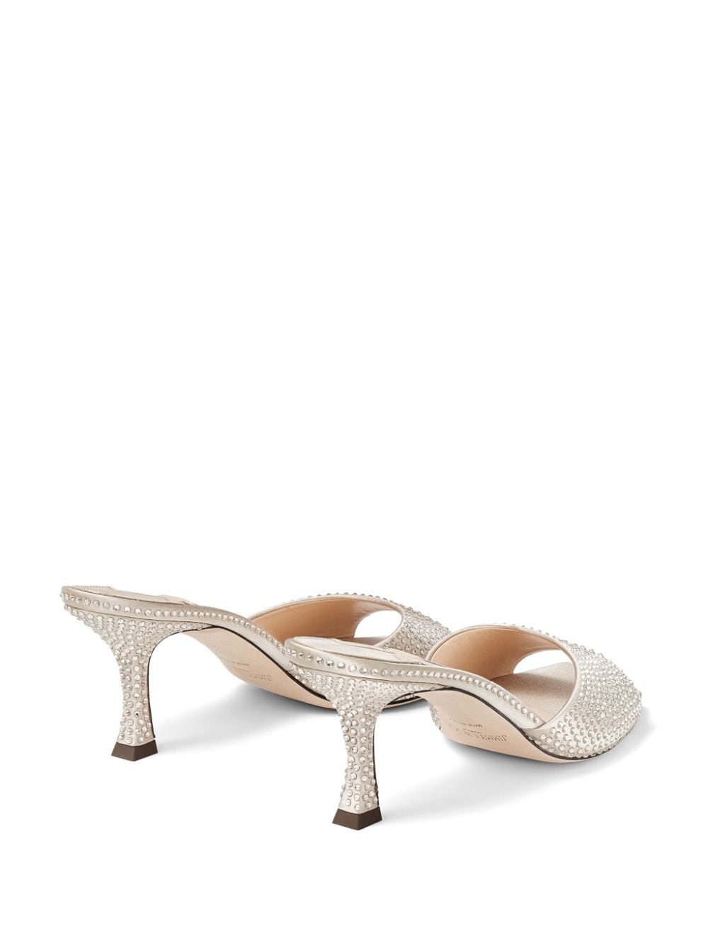 Shop Jimmy Choo Val 70mm Crystal-embellished Mules In Neutrals