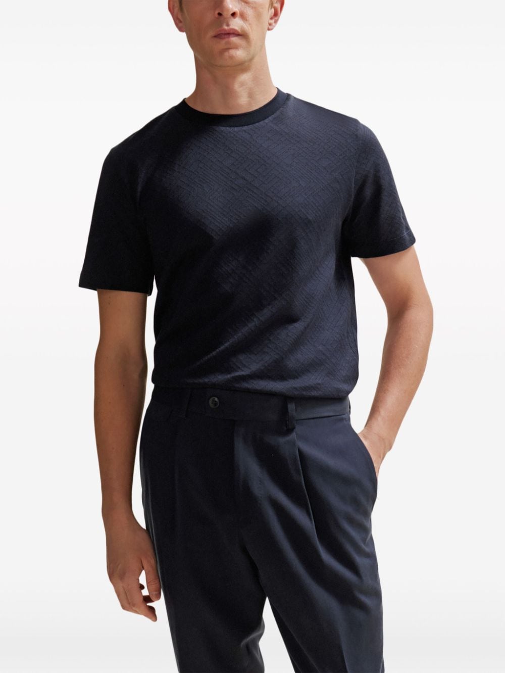 Shop Hugo Boss Short-sleeve Cotton-silk T-shirt In Blue