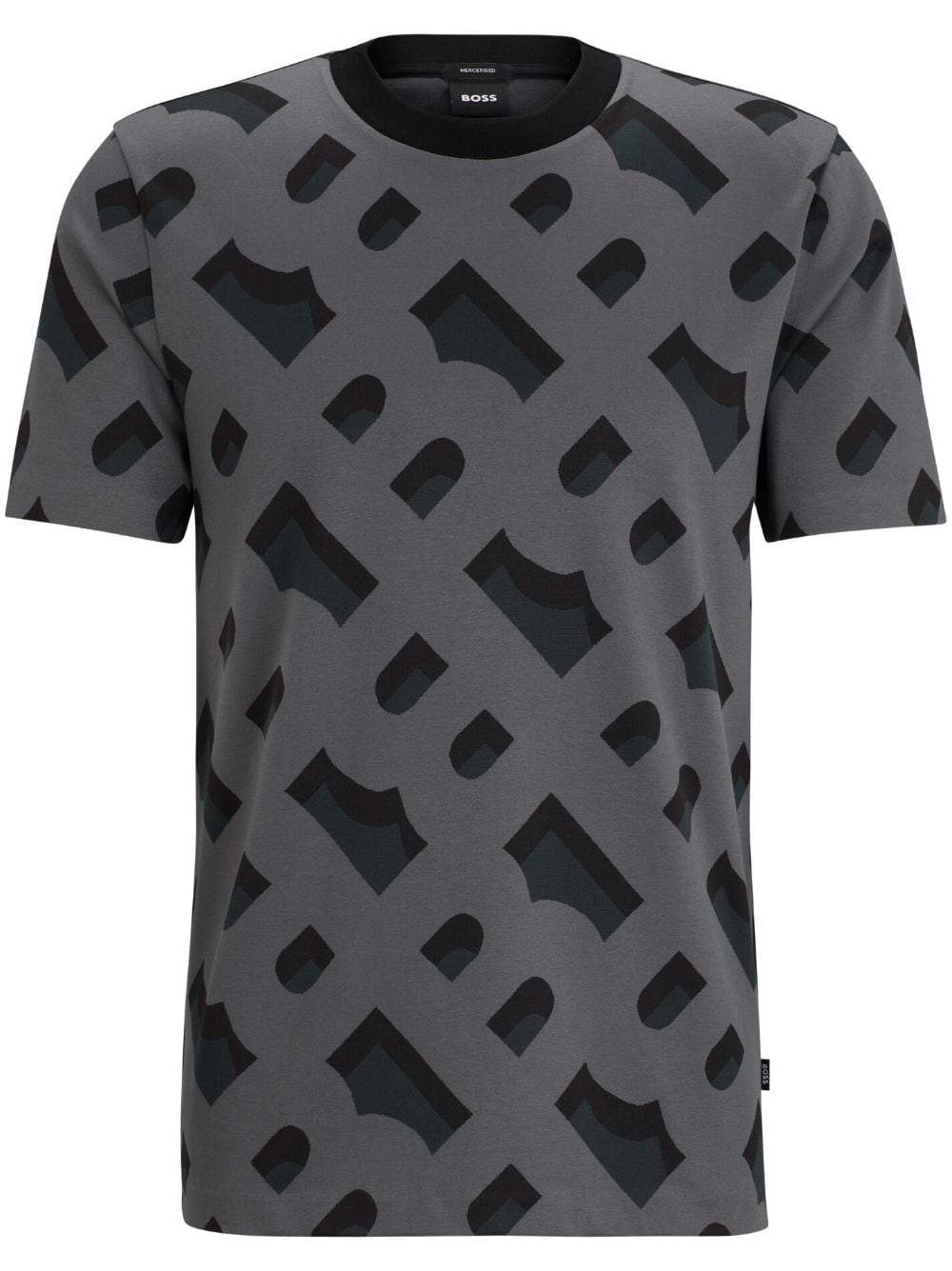 Hugo Boss Monogram-pattern Cotton-blend T-shirt In Schwarz