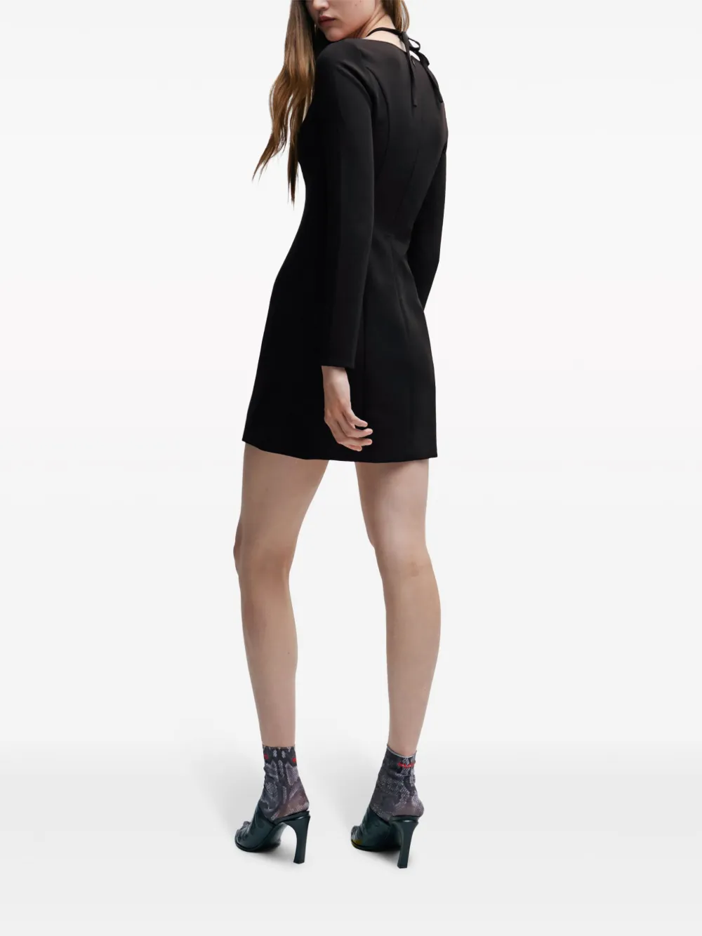 HUGO BOSS LACE-FRONT LONG-SLEEVE MINIDRESS 