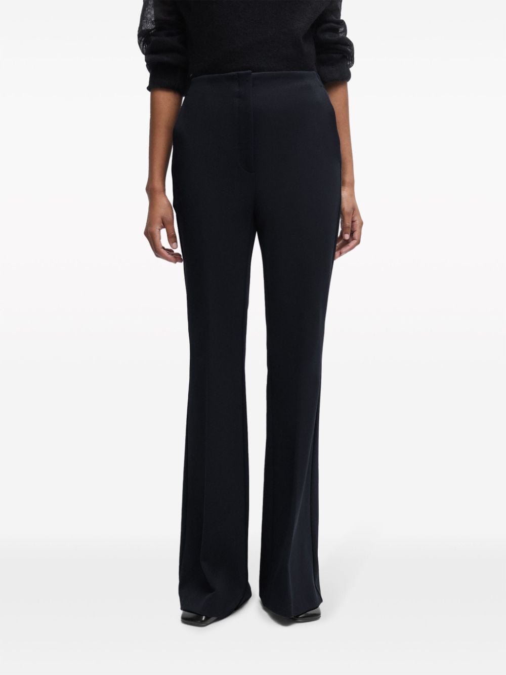 Shop Hugo Boss High-waisted Flared Trousers In Blue