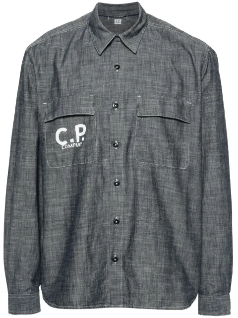 C.P. Company logo-print chambray shirt