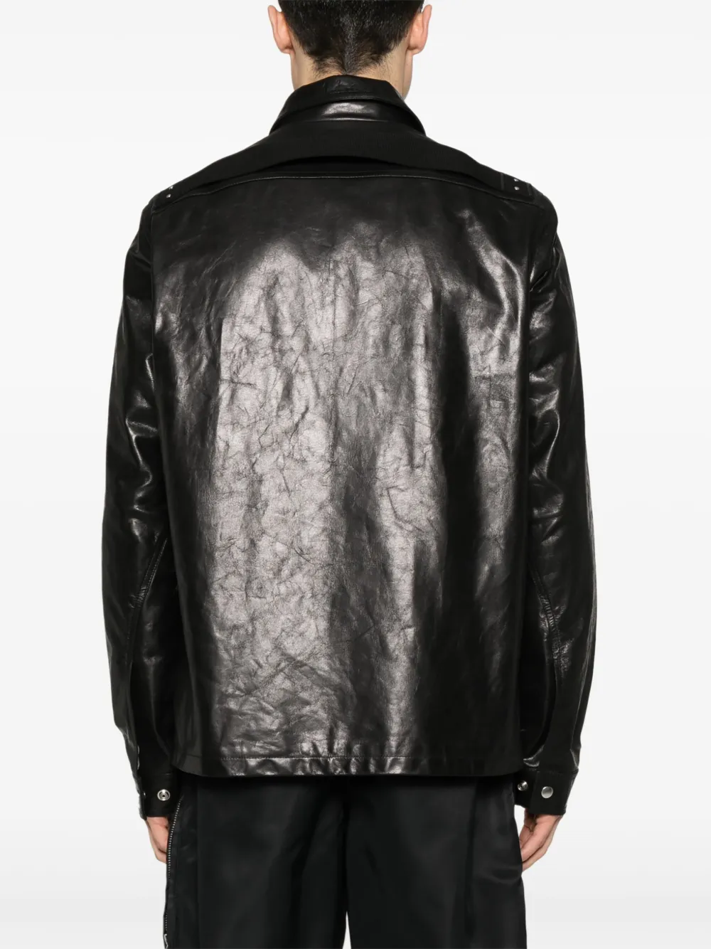 Shop Rick Owens Classic-collar Leather Jacket In Black