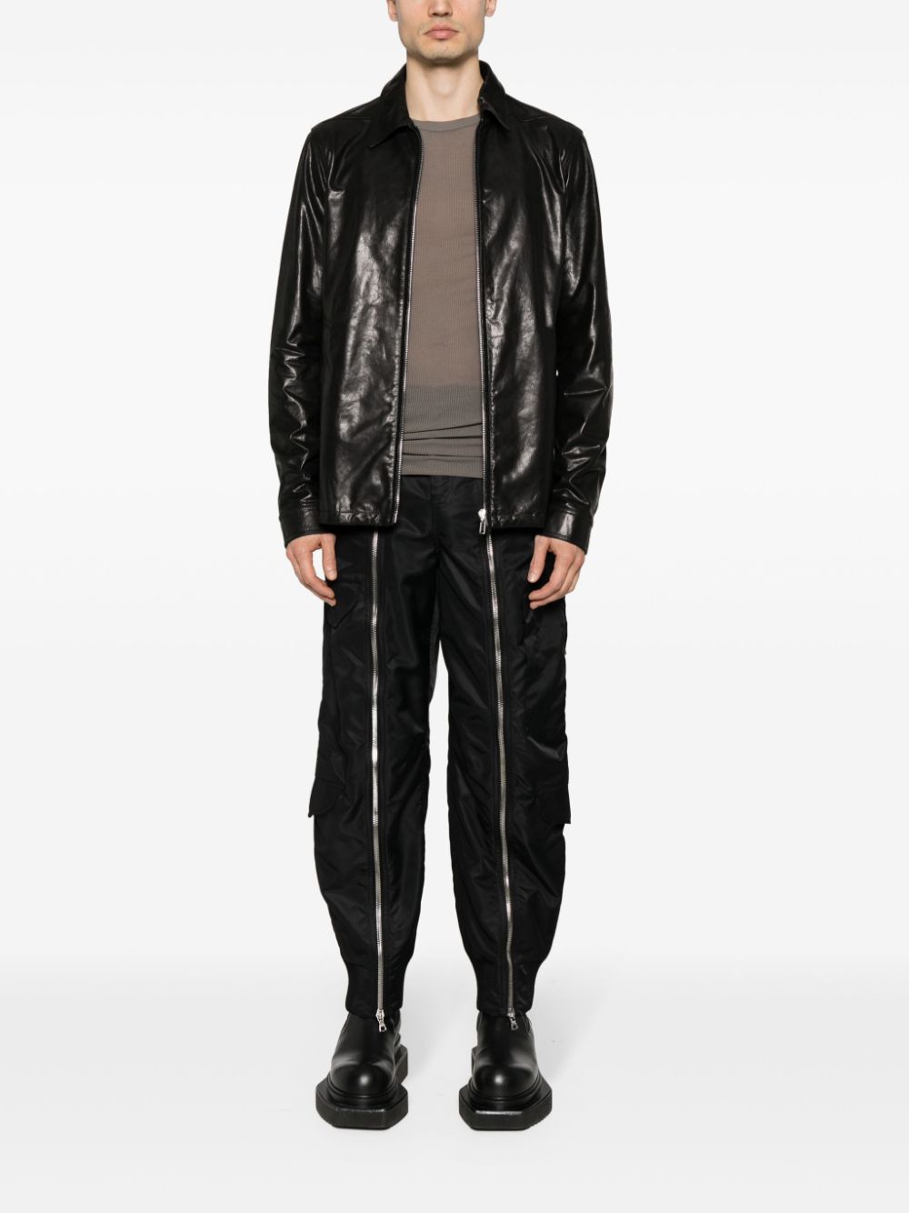 Rick Owens classic-collar leather jacket - Zwart